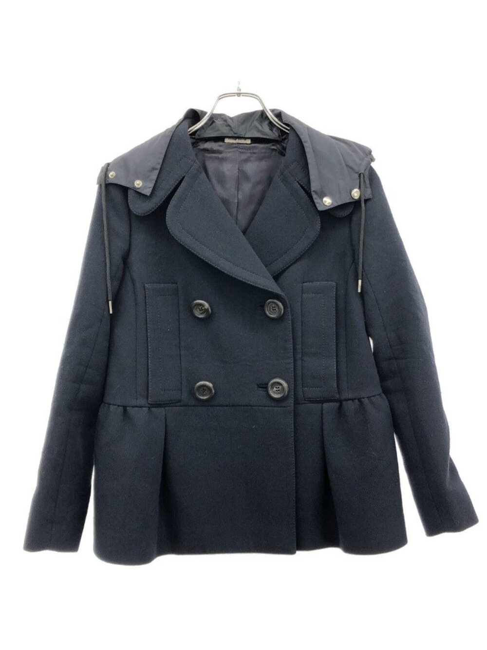 Miu Miu Double Breasted Short Coat Navy 38
